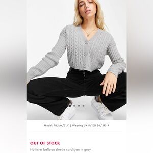 Hollister Gray Cable Knit Cardigan